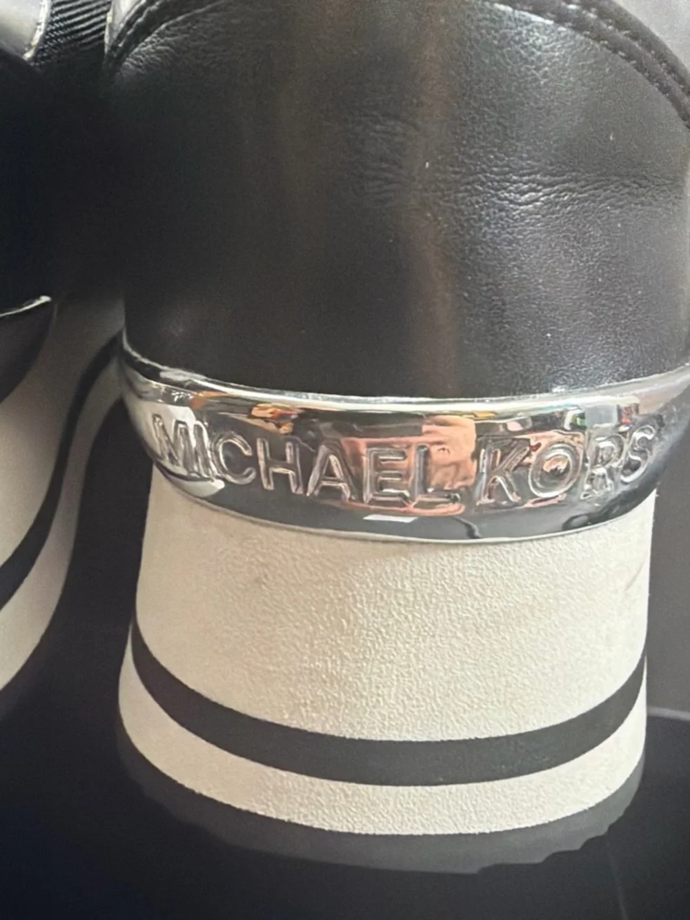 Michael Kors Black and Silver Platform Low-Top Sneakers